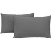 N&Y HOME Confezione da 2 federe elasticizzate di dimensioni standard, in maglia jersey e chiusura a busta ultra morbida, t-shirt come misto poliestere, adatte per letto queen o standard, set da 2, grigio scuro