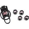 SgW 4 pezzi tappi coprivalvola ST per stelo pneumatici auto con installatore a pulsante in pelle per auto (nero)