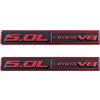 Generic 2 x 5.0L Coyote V8 emblemi per auto lato posteriore decalcomania badge bagagliaio (nero rosso)