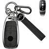 Kirain Protezione per Chiave Auto Compatibile con Mercedes Benz Classe A/B/C/E/G/S GLA GLC GLE GLK GLS CLA CLE CLS AMG E200 W177 W205 W213 3 Tasti, Custodia Protettiva in Pelle Rosa per Chiave Auto (Custodia