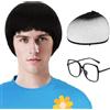 MUNSKT Men Short Black Bowl Cut Wig - Parrucca da mushroom dritta con frangette, 60s Funny Cosplay Wigs for Halloween Anime Costume Party Cosplay Costumi, Anime Parties
