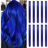 LUCKSWET Extension colorate per capelli con clip per ragazze, 52 cm, colorate e dritte, per feste, accessori per capelli da donna (10 pezzi blu)