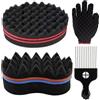 Fahibin 2 spazzole per capelli, spugna, pettine afro e curl Magic Twist con pettini in metallo e guanti per bigodini