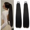 JDCMEI 2 Pezzi Coda Capelli Lisci Extension, 70cm Extension a Coda di Cavallo, Dritto Liscia Coda Finta Capelli, Ponytail Extensions Coda di Cavallo per Donne e Ragazze