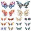 Waveaura Tatuaggi temporanei a farfalla per viso e corpo - 16 paia in 8 serie di glitter fantasy, adesivi per trucco originali da donna, accessori per feste e cosplay