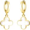 SOFIA MILANI - Orecchini da Donna in Argento 925 - Placcati in Oro - Orecchino Pendente a Quadrifoglio - E2783