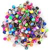 JFORYOU 100 Pz Piercing per Lingua,14 G Diversi Colori e Motivi Lingua per Capezzoli Misti Bilancieri Gioielli per Corpo Piercing