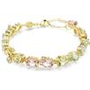 Swarovski Gema Bracciale Tennis, Gioiello Versatile con Cristalli Multicolore, Taglio Misto, Chiusura a Moschettone, Placcatura in Tonalità Oro, 15,5-20 cm, 0,8 x 0,9 cm