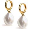 Secret & You Orecchini a cerchio da 12 mm con ciondoli intercambiabili di perle coltivate d'acqua dolce barocche da 11-12 mm per donna Secret & You - Gold Vermeil