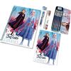 CARTOON Set cancelleria Frozen Disney, 12 pezzi, quaderni, colori, penna, astuccio in metallo, accessori per bambini