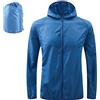 JiaYouLC Giacca impermeabile leggera ripiegabile da donna con cappuccio impermeabile in una borsa protezione solare antivento giacca antipioggia, Blu, XXL