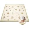 omedecal Tappeto Gioco Neonato Gattonamento, 150x180x3cm, Tappetone Pieghevole per Bambini, Superficie in Morbida Flanella con Base Antiscivolo per Camera e Soggiorno - Stelle e Luna