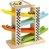 Kikuo Pista Auto da Corsa in Legno, Kikuo Piste a Zig-Zag con 4 Macchinine, Senza BPA, Click Clack Track Giocattoli, Pista Macchinine 2 Anni Bambino, Resistente e Sicura Giocattoli di Legno