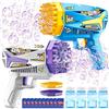 GMUFTIR Sparabolle di Sapone, 2 Pieces Macchina Automatica per Bolle, 200ml Liquido Incluso, 10 Confezioni di Liquido per Bolle, Pistola Bolle di Sapone per Feste Compleanno All'aperto Matrimoni