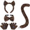 HKSICHENGKEJIUK Set da 4 pezzi per cosplay da gatto, con fascia, guanti, collare, coda, kit per Halloween, costume da cosplay da donna, grazioso travestimento, Halloween, giochi di ruolo, accessori