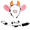 XEPST Set Costume da Mucca Animale, Orecchie e Coda di Mucca con Orecchie, Fascia per Capelli, Papillon, Naso e Coda per Costume da Animale Cosplay Compleanno Halloween Carnevale, Rosa