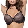 Selene, Reggiseno Donna con Ferretto e Coppe Imbottite, Decoro in Pizzo Bicolore, Collezione Nicole, Colore Nero, Taglia 5C