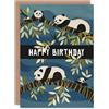 Artery8 Sleepy Panda Bears on Tree Folk Art Painting Blank For Him Or Her Art Birthday Card