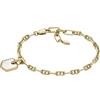 Fossil Bracciale a catena sottile da donna in ottone con chiusura a moschettone