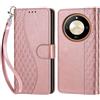 KENHONER Custodia per Honor Magic 6 Lite 5G Cover, Oro rosa | Portafoglio in Pelle PU Retro, Antiurto Flip, Slot per Schede, Funzione Stand, Chiusura Magnetica