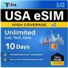 TSIM eSIM TSIM USA 10 Giorni | 50 GB Alta Velocità su Rete AT&T | Chiamate e SMS Illimitati USA e Internazionali | Ampia Copertura (inclusa l'Alaska) | Chiamate verso Casa | Consegna in Giornata