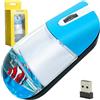 Tynerza Mouse wireless, simpatico animale galleggiante nell'olio, silenzioso, leggero, acqua trasparente, mouse liquido ottico, 3 pulsanti, ambidestro, con ricevitore USB per computer portatile, regalo (blu)