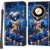 Haninsuze Cover per Honor Magic 6 Lite/ Magic6 Lite, Custodia Interno TPU Antiurto Portafoglio con Disegni [schede Fessura] [Supporto Stand] Cover Libro in PU Pelle (cuore blu)