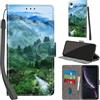 PHINIENLAND Cover per iPhone XR custodia portafoglio Foresta | 3 scomparti carte, 1 tasca banconote, Chiusura magnetica, Supporto, Pelle PU flip cover per iPhone XR