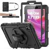 SEYMAC stock Custodia per Lenovo Tab One/K9 8,7 Pollici 2025 (TB-305FU/TB-305XU), Custodia resistente con Proteggi Schermo Porta Matita [Cinghia da Mano Girevole a 360 Gradi] Supporto, Nero