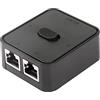 CERRXIAN Switch di Rete LAN a 2 Porte, RJ45 Key-Press Switch Splitter Selector Box, 100M 2 in 1 Out o 1 in 2 Out, Hub a 2 Porte, Nero