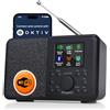 MangoKit SR10 Internet Radio con DAB+,radio WIFI con lettore di podcast,DAB intelligente con Bluetooth,radio FM, da cucina con alimentazione e abatteria,doppio allarme,supporto pre selezioni-Nero