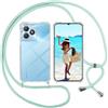ISOI Cover con Cordino per Realme C53/C51/Note 50, Custodia Trasparente con Collana Tracolla Laccio Collo Ultra Sottile Morbido TPU Silicone Antiurto AntiGraffio Antiscivolo Case, Verde