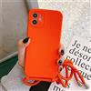 Emlivi Custodia per cellulare per iPhone 12, Necklace per cellulare, cordino per cellulare, morbida tracolla in silicone, TPU Cover con elegante nastro, catena per iPhone 12, arancione