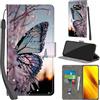 PHINIENLAND Cover per Xiaomi Poco X3 NFC/Poco X3 / Poco X3 Pro Case PU Pelle Custodia [Kickstand] [Chiusura magnetica] [Slot per Schede], Portafoglio Flip Custodia per Xiaomi Poco X3,Farfalla