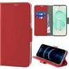 N NEWTOP Cover Compatibile con Samsung Galaxy S25, HQ Lateral Custodia Libro Flip Chiusura Magnetica Portafoglio Simil Pelle Stand Protezione Completa Case TPU Anti Urto Guscio Base Porta (Rosso)