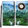 Haninsuze Cover per Honor Magic 6 Lite/ Magic6 Lite, Custodia Interno TPU Antiurto Portafoglio con Disegni [schede Fessura] [Supporto Stand] Cover Libro in PU Pelle (Foresta)