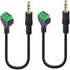 Taikuwu Cavo adattatore jack stereo da 3,5 mm su morsetti a vite a 3 poli, 30 cm (2 pezzi) - Adattatore audio per altoparlanti, microfono e studio, Plug & Play, nero