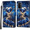 Haninsuze Cover per Oppo A54 5G / A74 5G, Custodia Interno TPU Antiurto Portafoglio con Disegni [schede Fessura] [Supporto Stand] Cover Libro in PU Pelle (cuore blu)