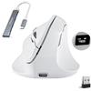 Wowssyo Mouse verticale ergonomico con display, 3 modalità [Bluetooth 5.3, 2.4G, cablato], mouse wireless ricaricabile, 800/1200/1600/2400/4800 DPI, PC/Mac - Bianco