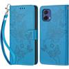 KENHONER Cover Compatibile con Motorola Moto G85 5G, Premium Pelle PU Portafoglio Flip Libro Custodia per Moto G85 [Protezione Completa] - Blu Farfalla