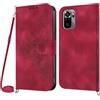 Netany Cover per Xiaomi Redmi Note 10 4G/ Redmi Note 10S con Cordino, Flip Portafoglio Custodia in Pelle, [2 Porta Carte][Chiusura Magnetica],Custodia Libro Antiurto Cover con Laccio (Rosso)