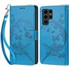 KENHONER Compatibile Cover con Samsung Galaxy S24 Ultra,Cover per Galaxy S24 Ultra, Premium Pelle PU Portafoglio Flip Libro Custodia Cover per Samsung S24 Ultra [Protezione Completa] - Blu