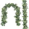 TOCHGREEN Ghirlanda di eucalipto artificiale da 1,5 m, ghirlanda di piante artificiali con gipsofila e foglie di salice, piante finte da appendere, per matrimoni, casa, feste, tavolo, decorazione da
