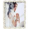 Kamiaha Cornice portafoto con perle per matrimonio, placcata argento, con vetro ad alta definizione con strass, 20 x 25 cm, per regalo di nozze, da tavolo o da parete, per esposizione