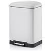kela Cestino a pedale 12 l, cestino a pedale con coperchio Silent Close, chiusura automatica DAVINO, cestino in metallo per cucina e bagno con sacchetto interno, bianco lucido