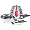Lagostina Ingenio Inox Set di Pentole e Padelle in Acciaio Inox, 20 Pezzi, Adatto ad Induzione, Batteria di Pentole con 3 Casseruole, 3 Padelle, Tegame,6 Coperchi, 5 Utensili Cucina,2 Manici Amovibili