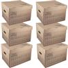 IDEA HOME STOREA Set 6 Scatole Portaoggetti con Coperchio e Manici, Scatole Archivio in Cartone Resistenti Impilabili con Pennarello, Organizer per Casa Ufficio Trasloco