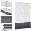 Sekey Tenda plissettata doppia tenda Day+Night oscurante senza fori, protezione dalla luce Klemmfix, traslucida con motivo bruciatore, 70 x 120 cm, stampa e grigio