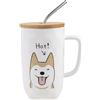 lachineuse MUG COLLECTION DOG THE HAPPY DOG, con coperchio, cannuccia e cucchiaio, capacità: 600 ml
