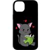 Reading Book Hobby Shelf Library smart e Custodia per iPhone 14 Plus Cat legge un libro dalla biblioteca